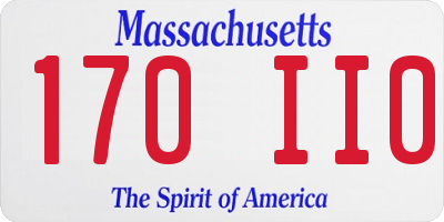 MA license plate 170II0