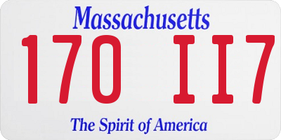 MA license plate 170II7