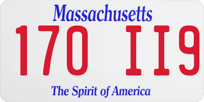 MA license plate 170II9