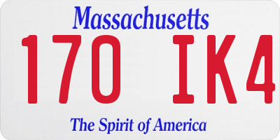 MA license plate 170IK4