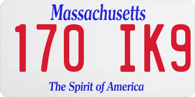 MA license plate 170IK9