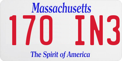 MA license plate 170IN3