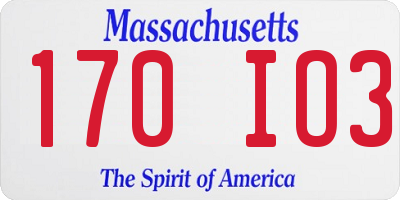 MA license plate 170IO3