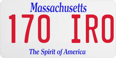 MA license plate 170IR0
