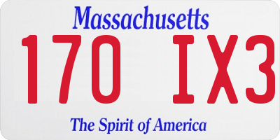 MA license plate 170IX3