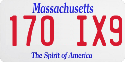 MA license plate 170IX9