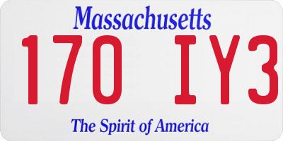 MA license plate 170IY3
