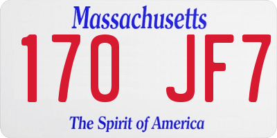 MA license plate 170JF7