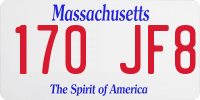 MA license plate 170JF8