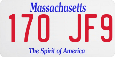 MA license plate 170JF9