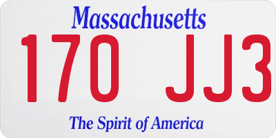 MA license plate 170JJ3