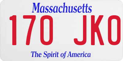 MA license plate 170JK0