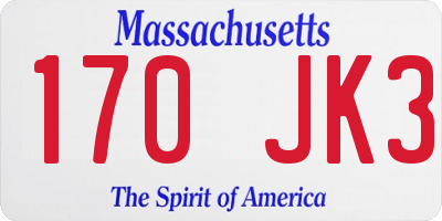MA license plate 170JK3