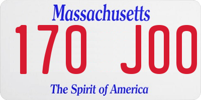 MA license plate 170JO0