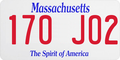 MA license plate 170JO2