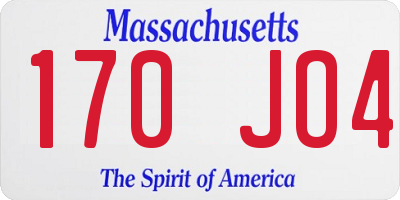 MA license plate 170JO4