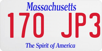 MA license plate 170JP3