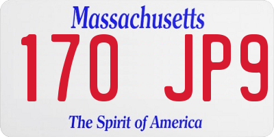 MA license plate 170JP9