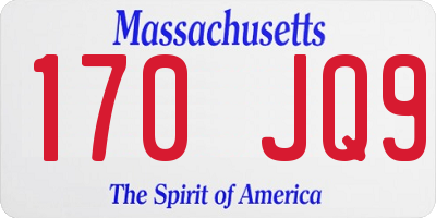 MA license plate 170JQ9