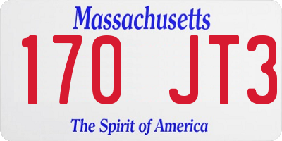 MA license plate 170JT3