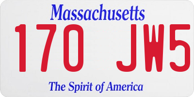 MA license plate 170JW5