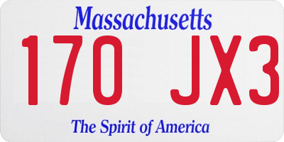 MA license plate 170JX3