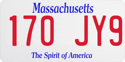 MA license plate 170JY9