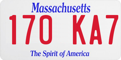 MA license plate 170KA7