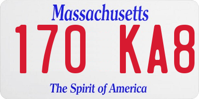MA license plate 170KA8