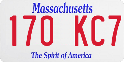 MA license plate 170KC7