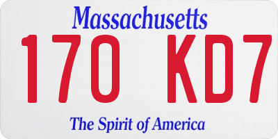 MA license plate 170KD7