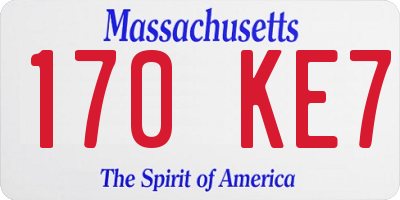 MA license plate 170KE7