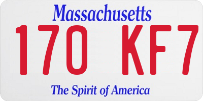MA license plate 170KF7