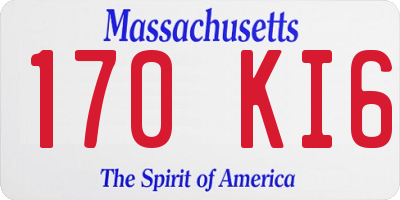 MA license plate 170KI6