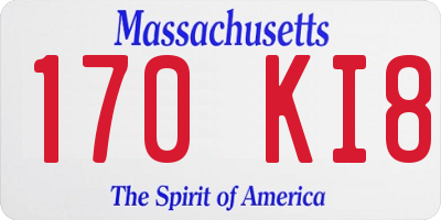 MA license plate 170KI8