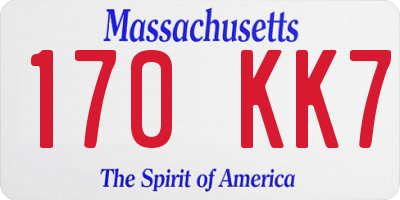 MA license plate 170KK7