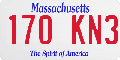 MA license plate 170KN3