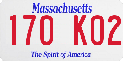 MA license plate 170KO2