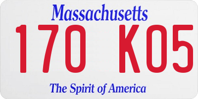 MA license plate 170KO5