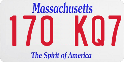 MA license plate 170KQ7