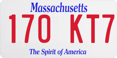 MA license plate 170KT7
