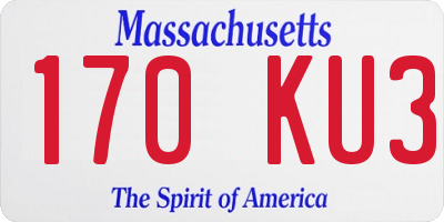 MA license plate 170KU3