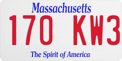 MA license plate 170KW3