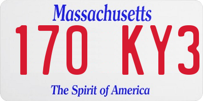 MA license plate 170KY3