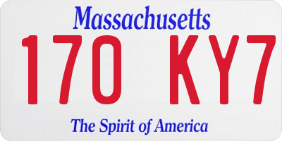 MA license plate 170KY7