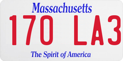 MA license plate 170LA3