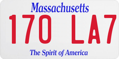 MA license plate 170LA7