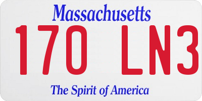 MA license plate 170LN3