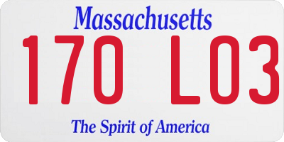MA license plate 170LO3
