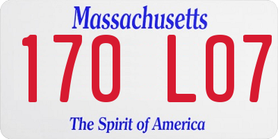MA license plate 170LO7